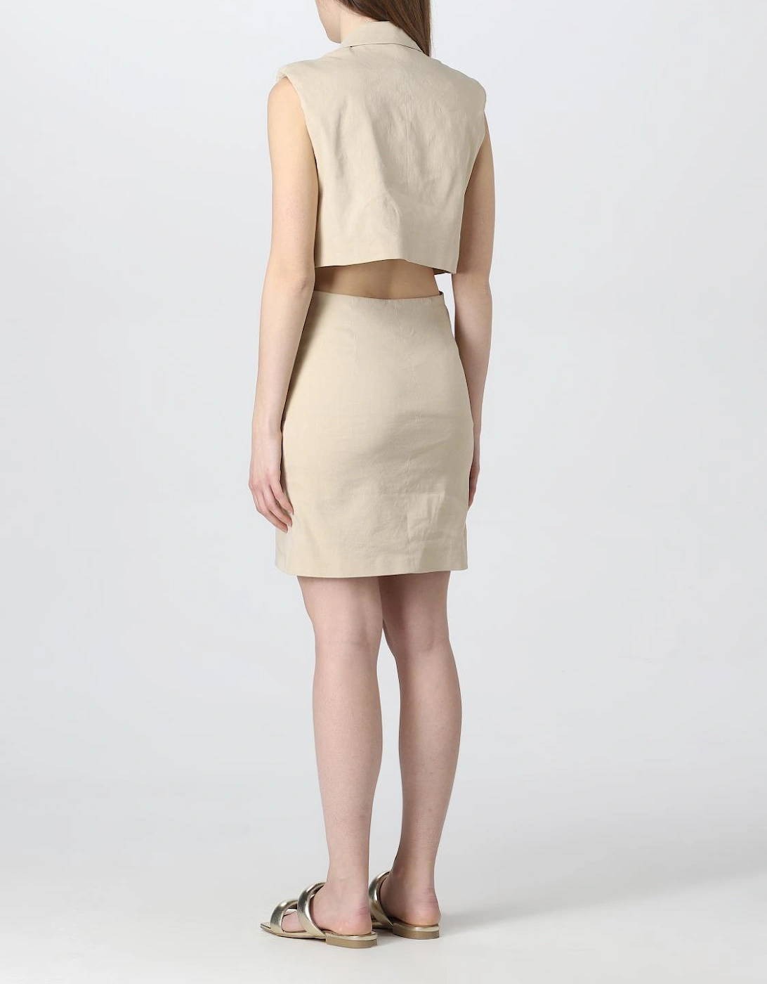 Cutout Mini Dress Button Front