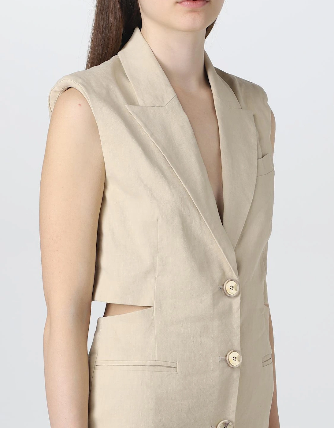 Cutout Mini Dress Button Front