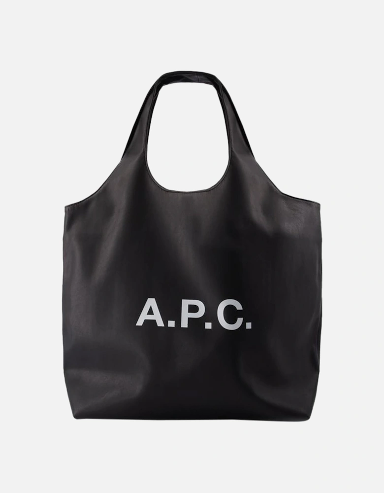 Synthetic Leather Tote Bag with Large Handles and Interior Pocket