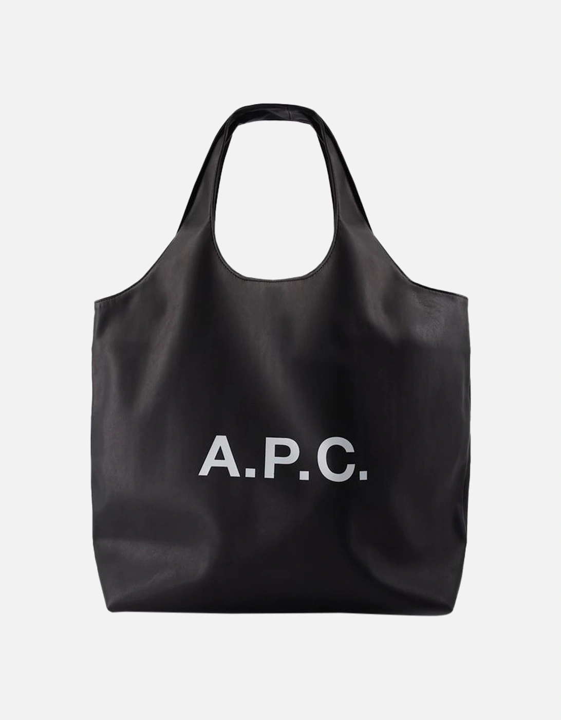 Synthetic Leather Tote Bag with Large Handles and Interior Pocket