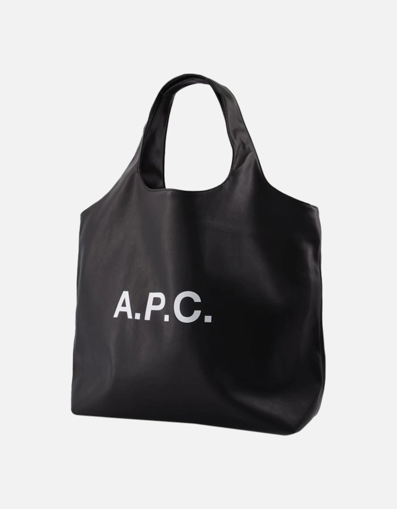 Synthetic Leather Tote Bag with Large Handles and Interior Pocket