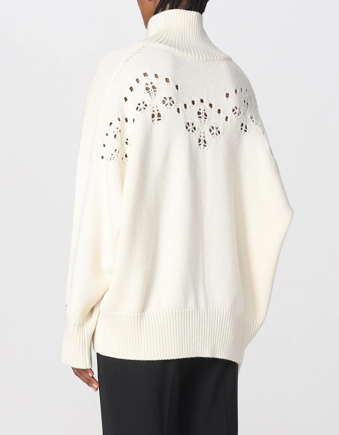 High Neck Knit Eyelet Detail