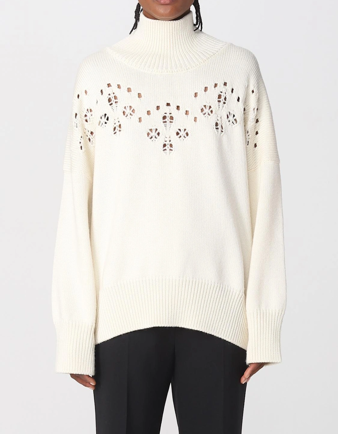 High Neck Knit Eyelet Detail, 7 of 6