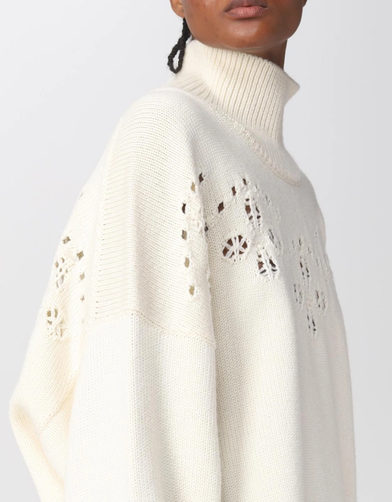 High Neck Knit Eyelet Detail