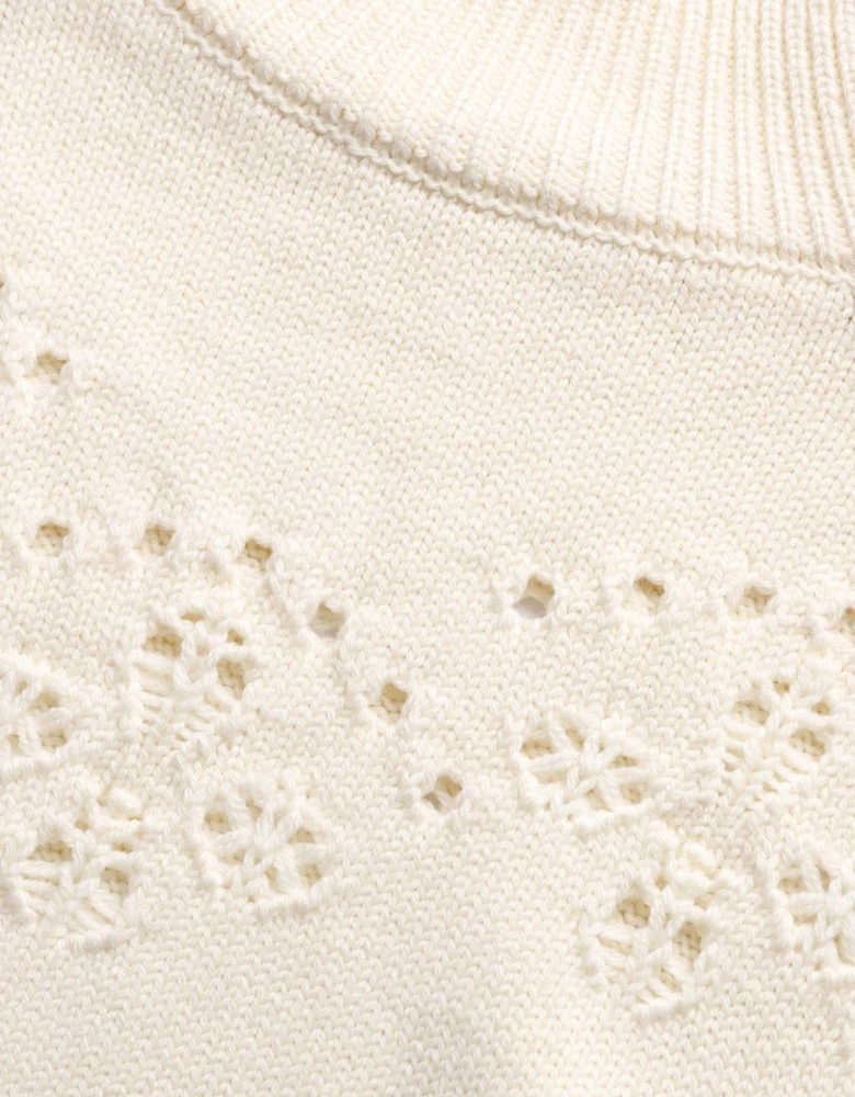 High Neck Knit Eyelet Detail