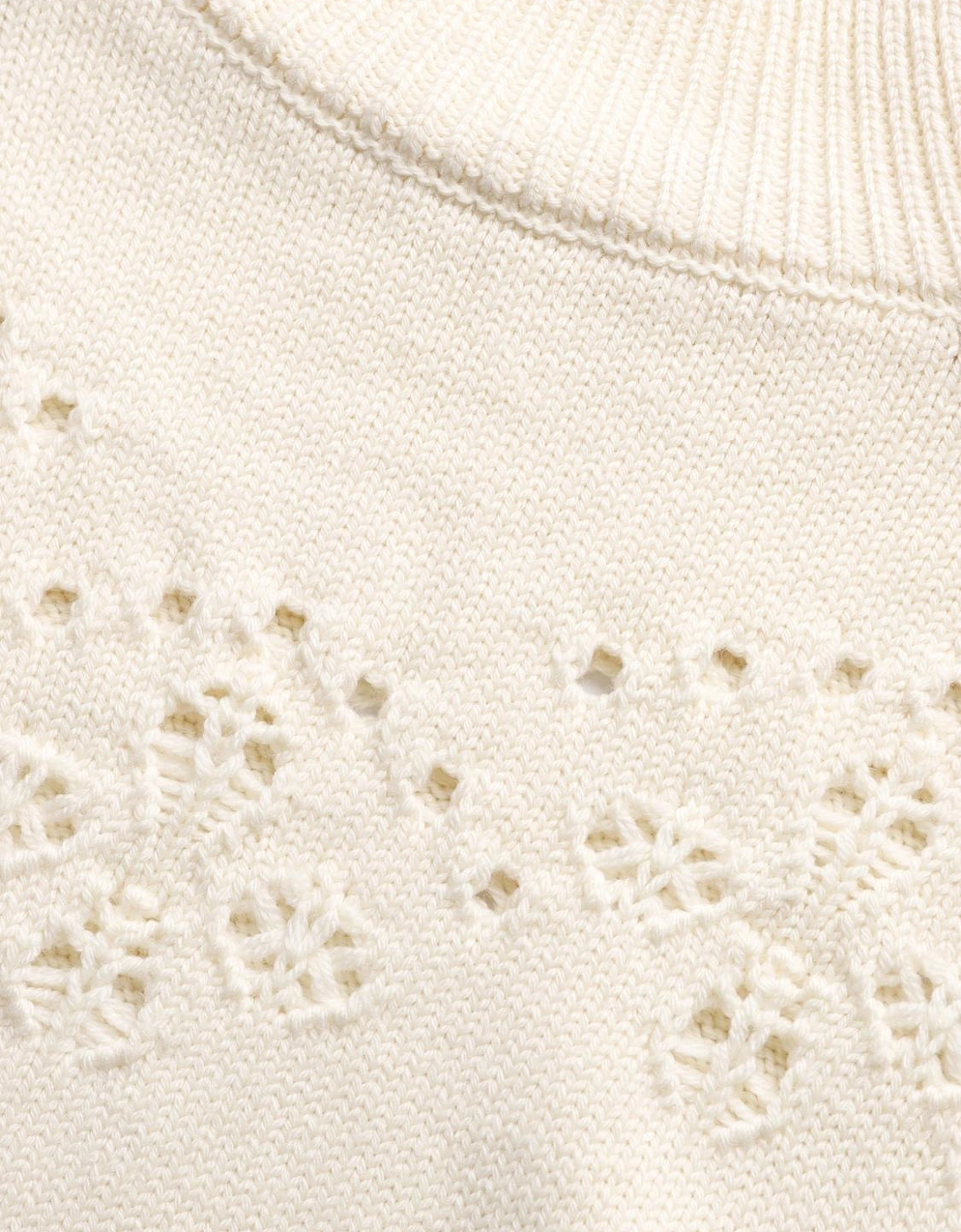 High Neck Knit Eyelet Detail