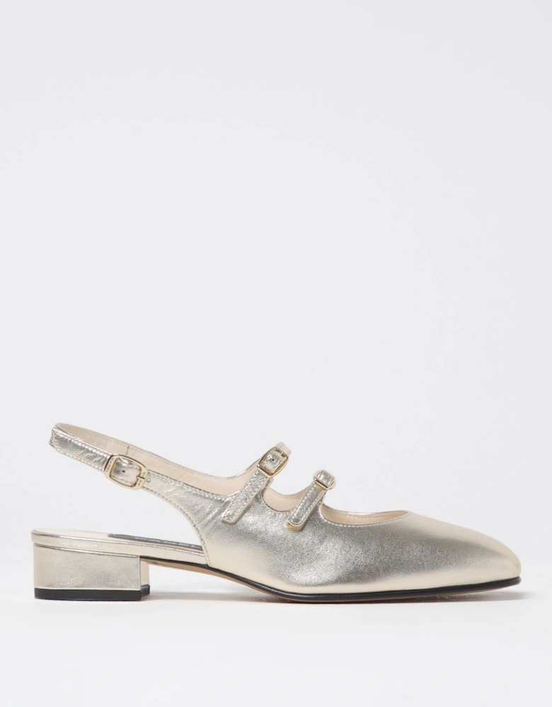 Leather Slingback Pumps Low Block Heel