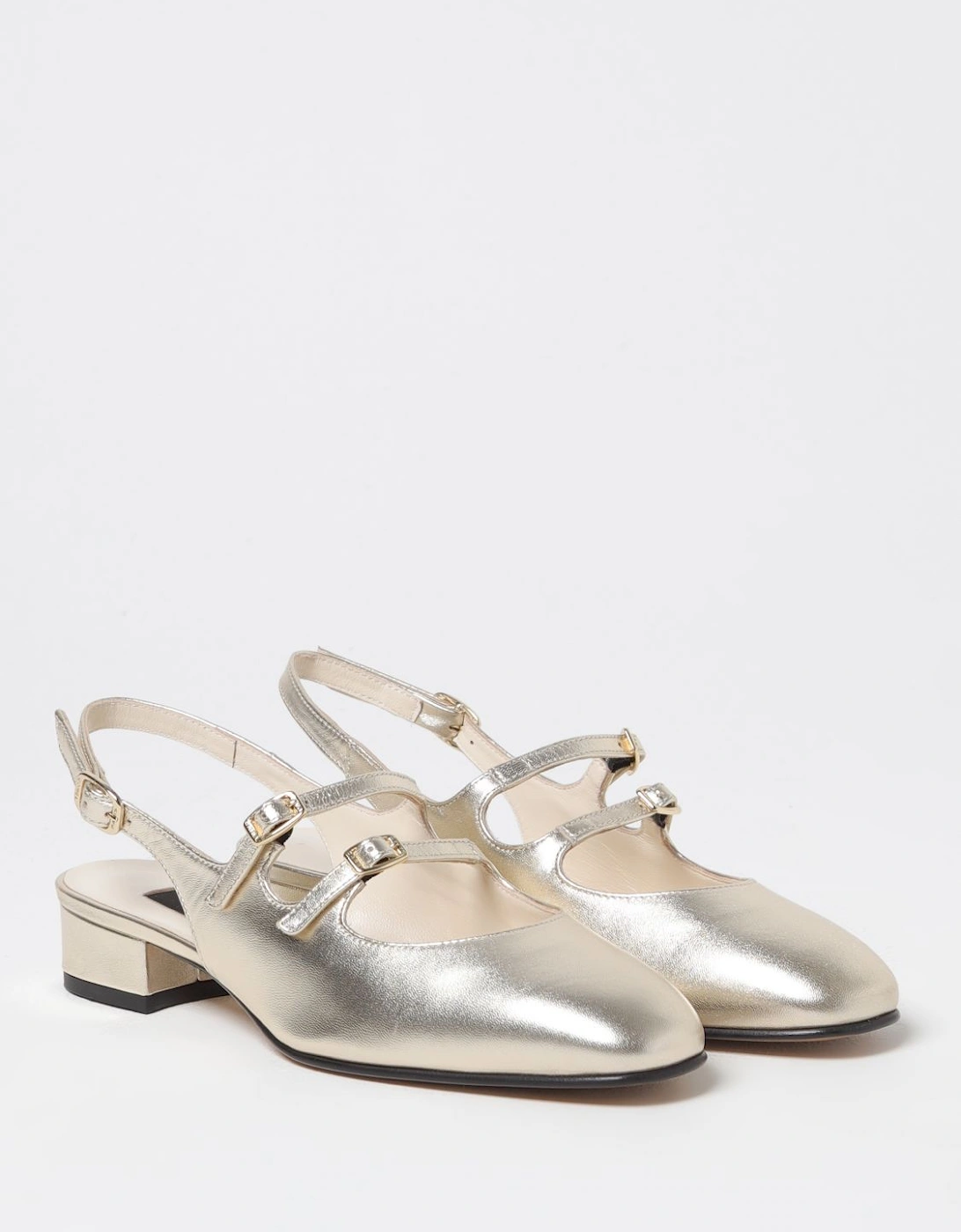 Leather Slingback Pumps Low Block Heel