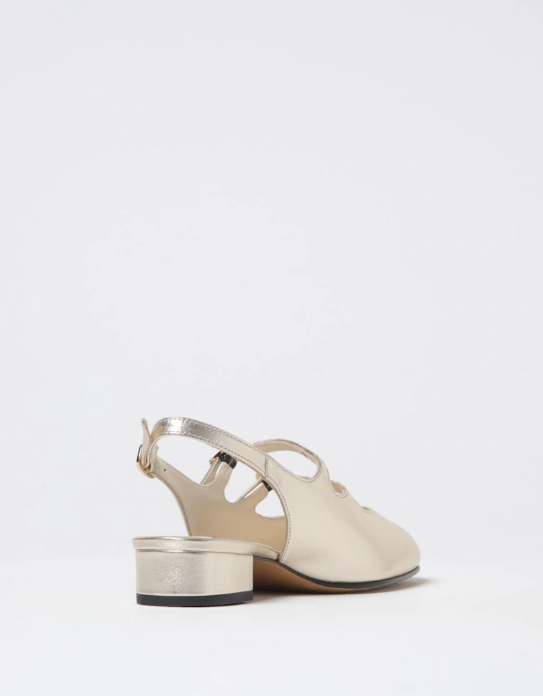 Leather Slingback Pumps Low Block Heel