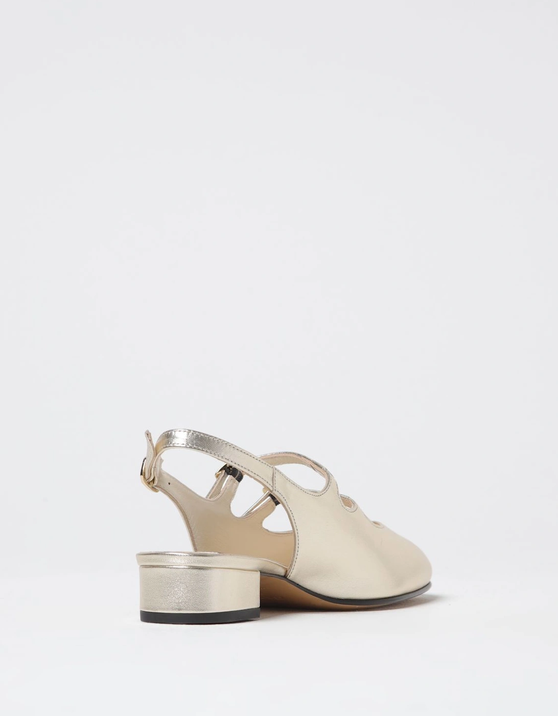 Leather Slingback Pumps Low Block Heel