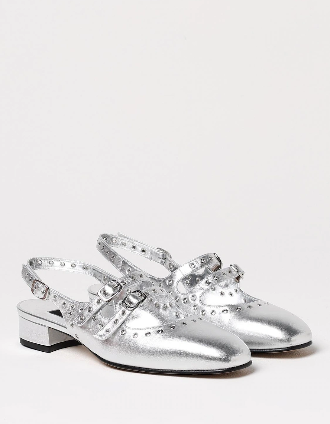 Silver Leather Slingback Pumps