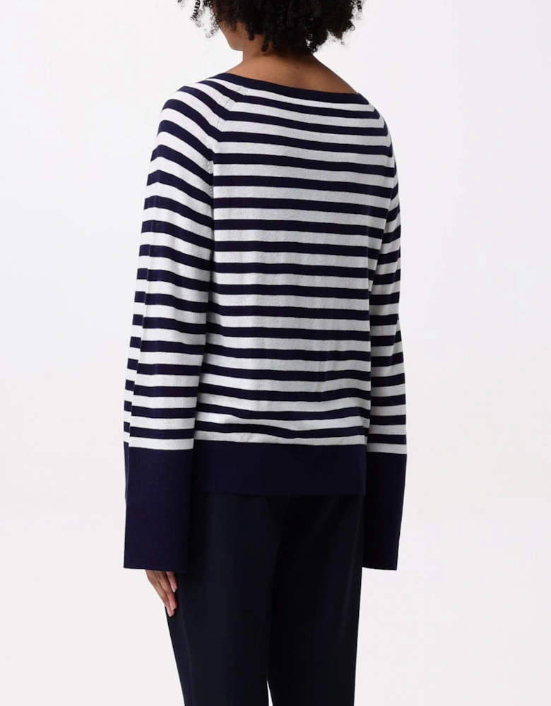 Striped Knit Pullover Sweater Cutout Detail