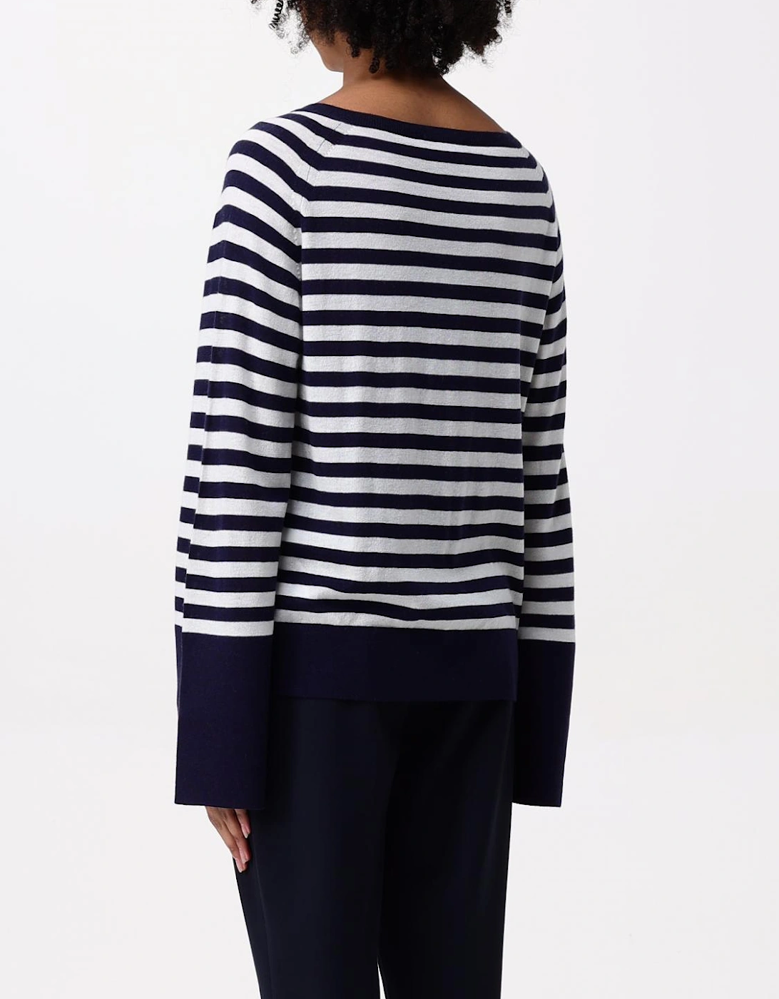 Striped Knit Pullover Sweater Cutout Detail