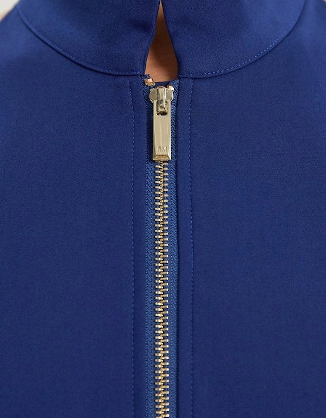 Techno Cotton Halter Neck Zip Detail Woven Midi Dress