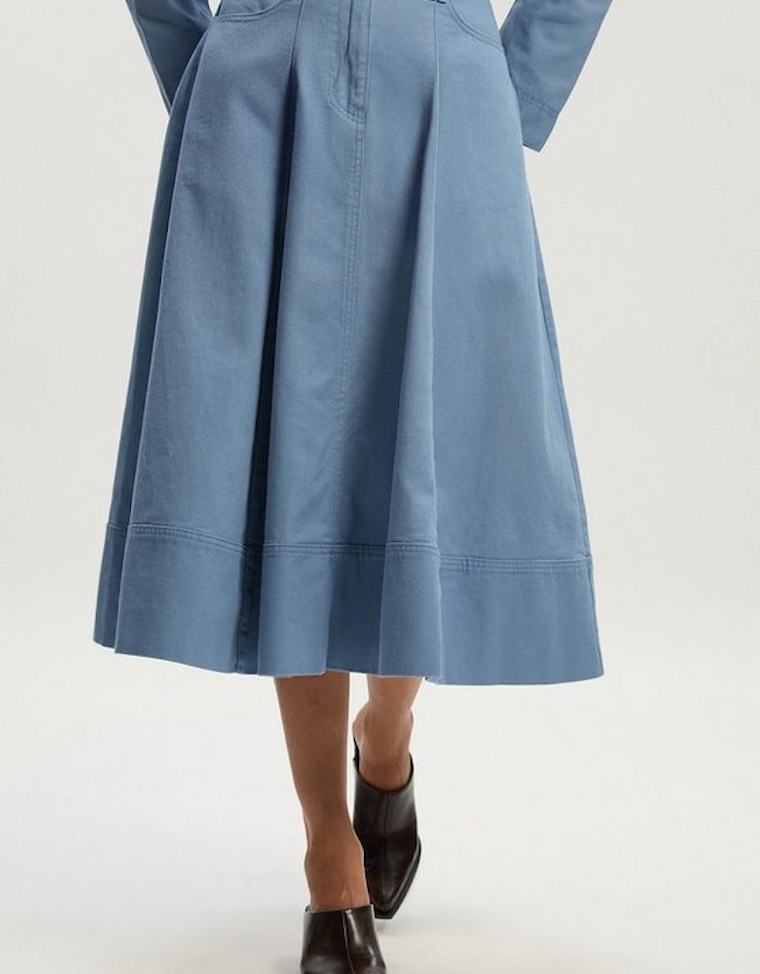 Denim 5 Pocket Midi Skirt