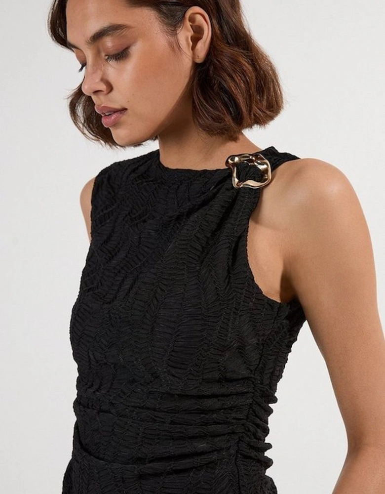 Textured Trim Detail Sleeveless Jersey Top