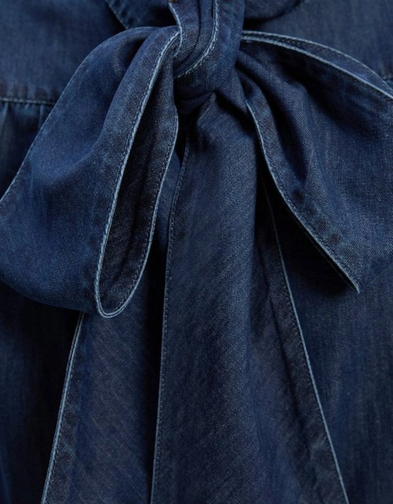 Denim Pussybow Blouse