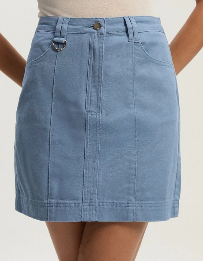 Denim Seamed Mini Skirt