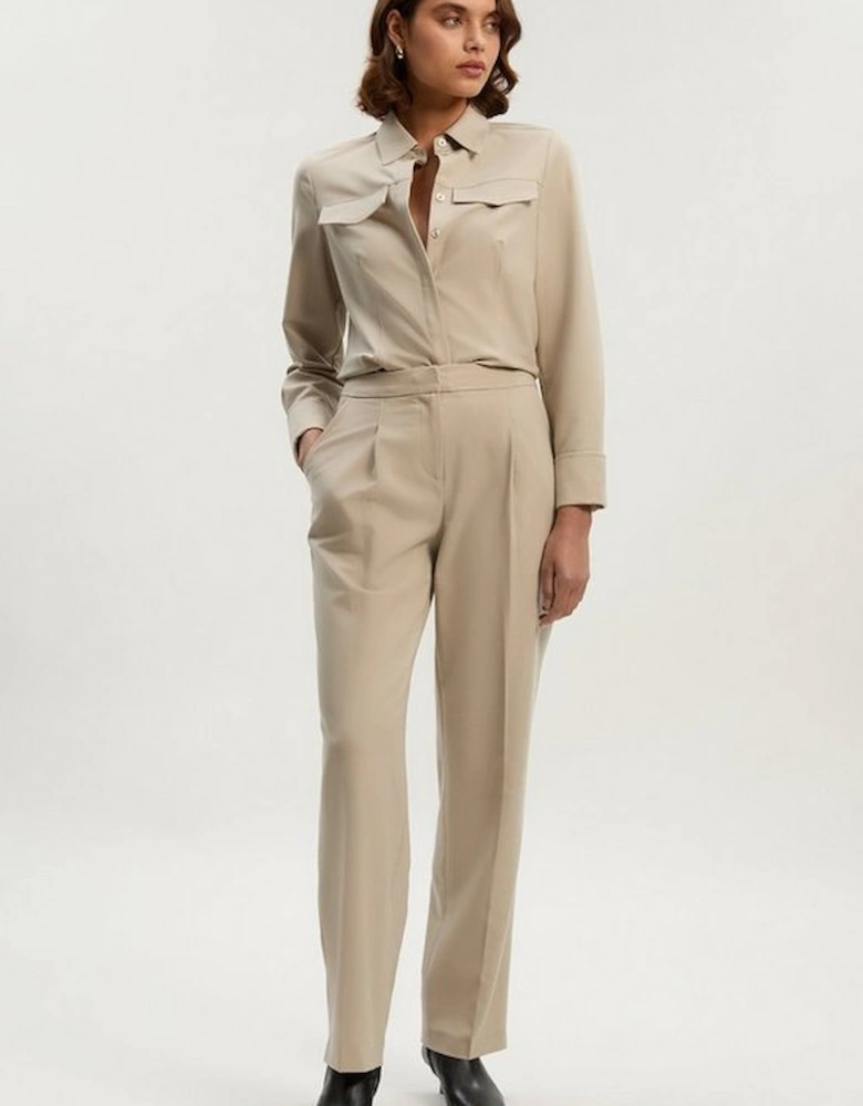 Viscose Blend Tailored Tapered Leg Trouser