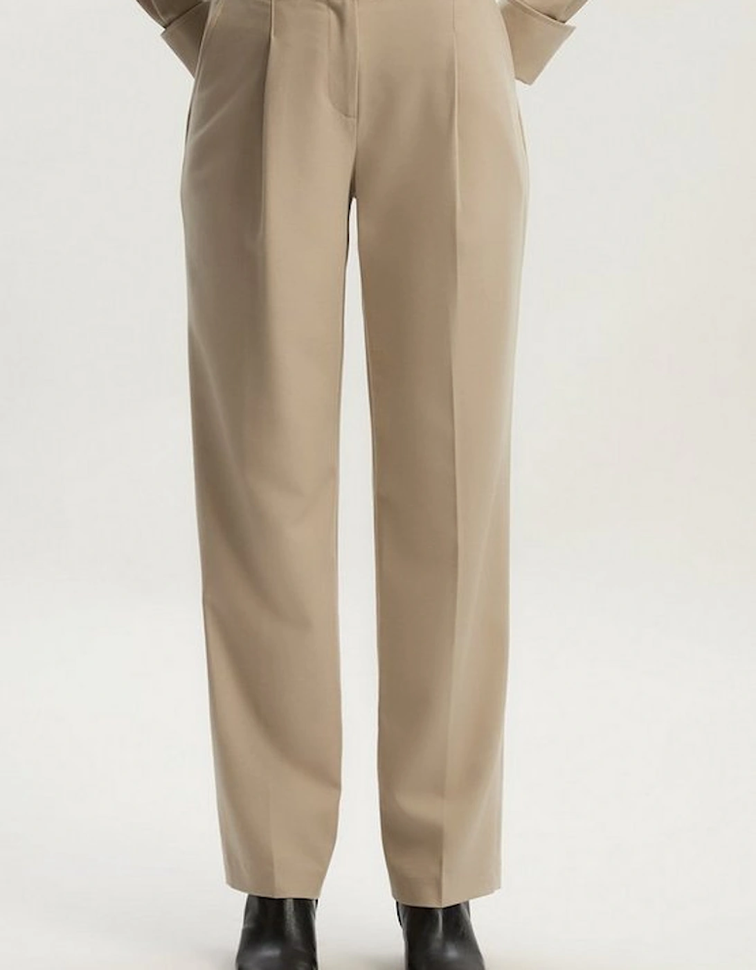 Viscose Blend Tailored Tapered Leg Trouser