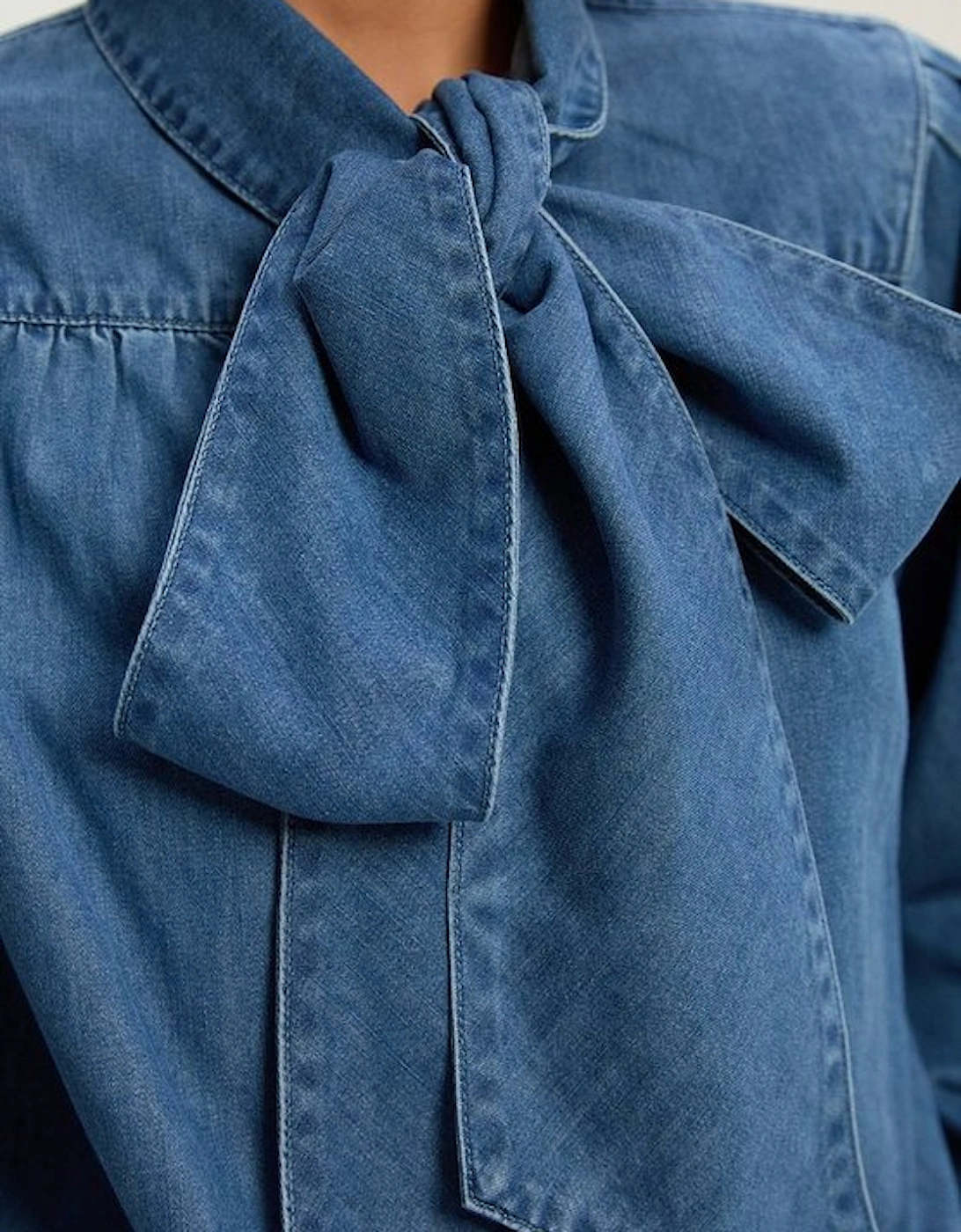 Denim Pussybow Blouse