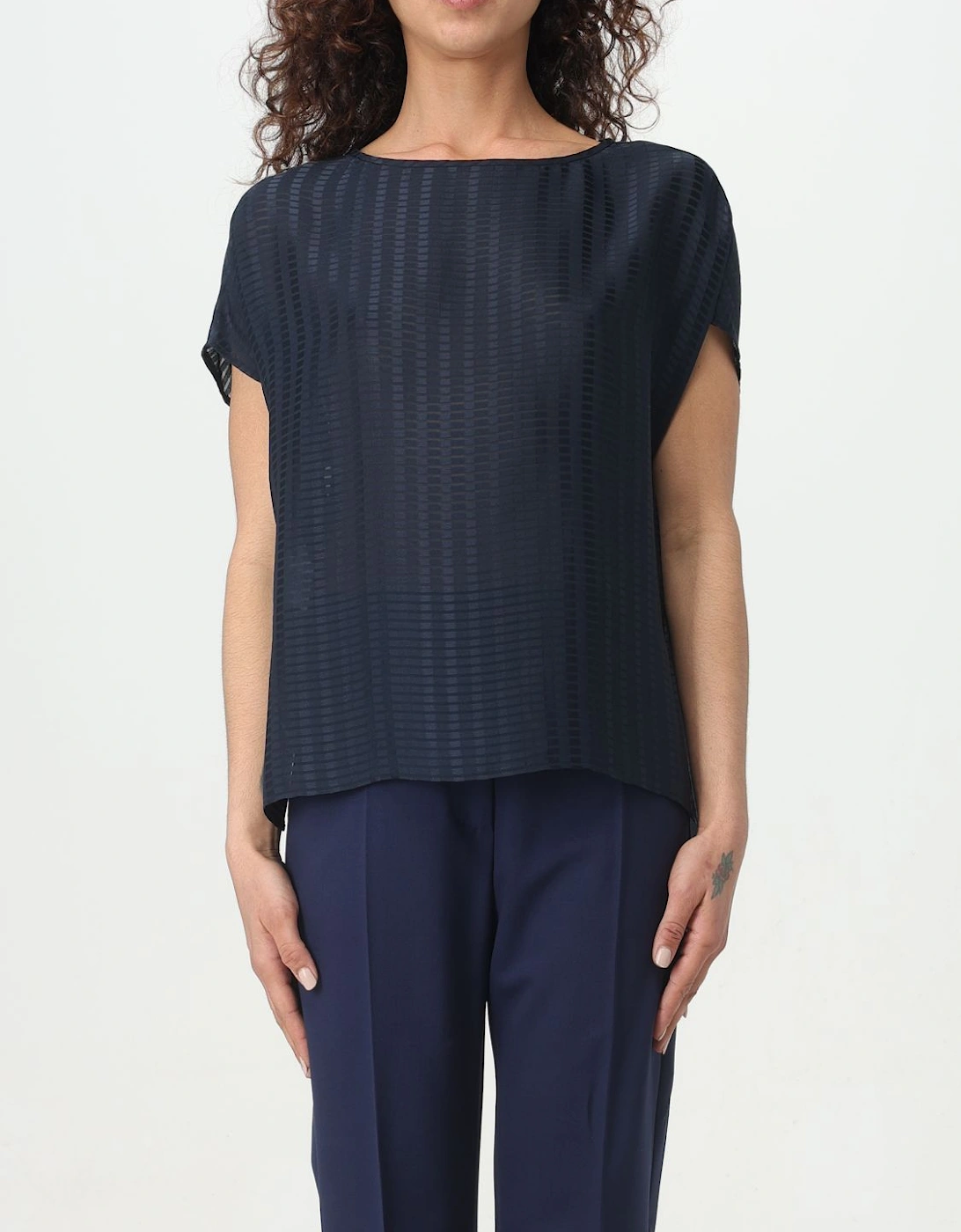 Silk Textured Blouse Short Sleeves, 4 of 3