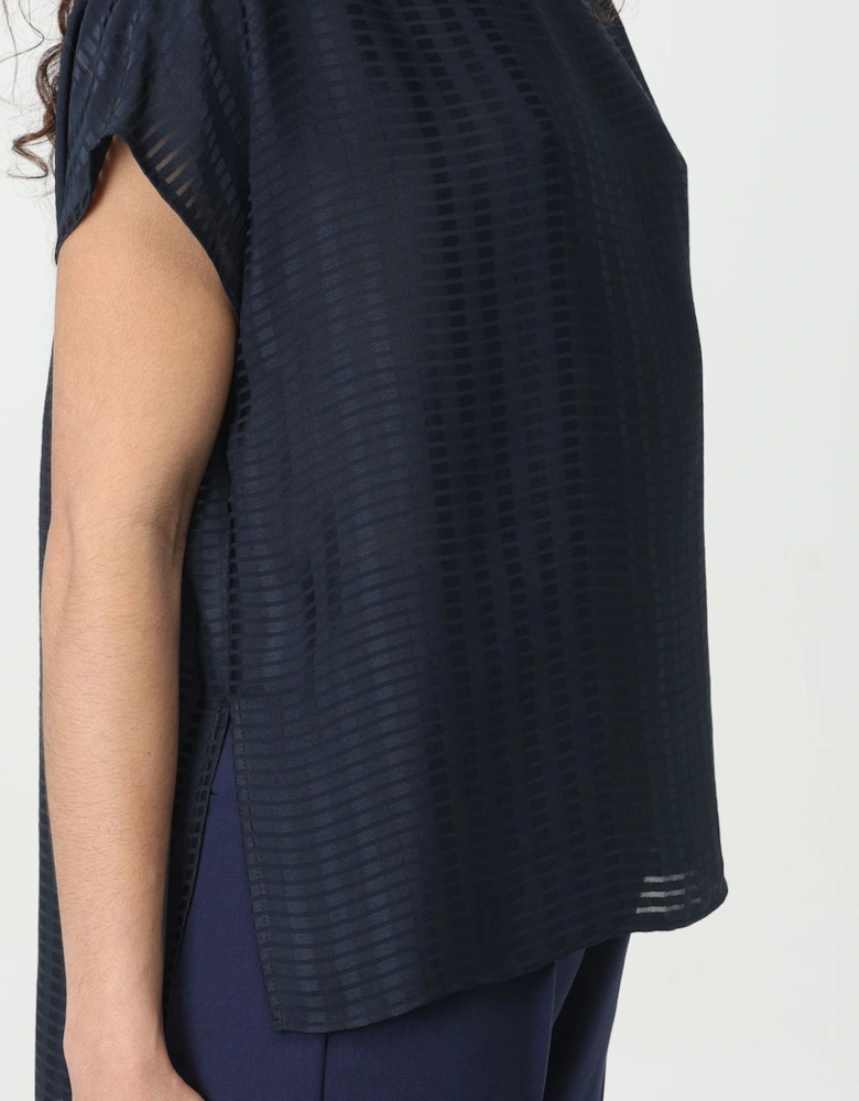 Silk Textured Blouse Short Sleeves