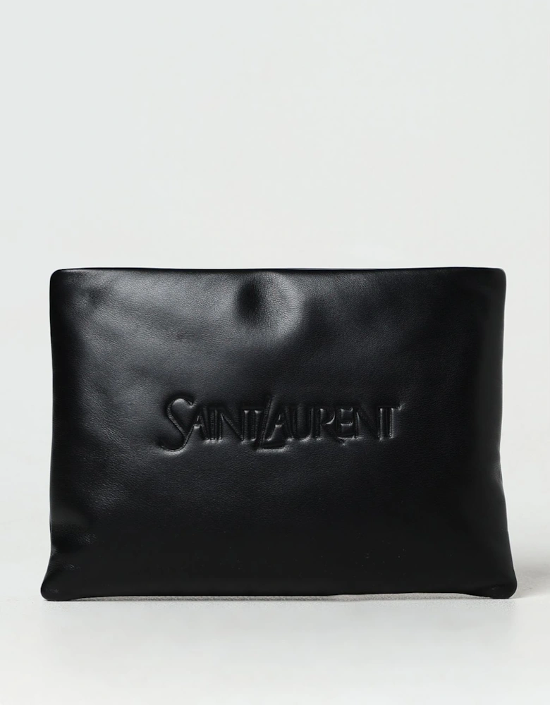 Embossed Logo Leather Pouch