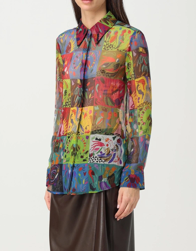 Printed Silk Patchwork Blouse