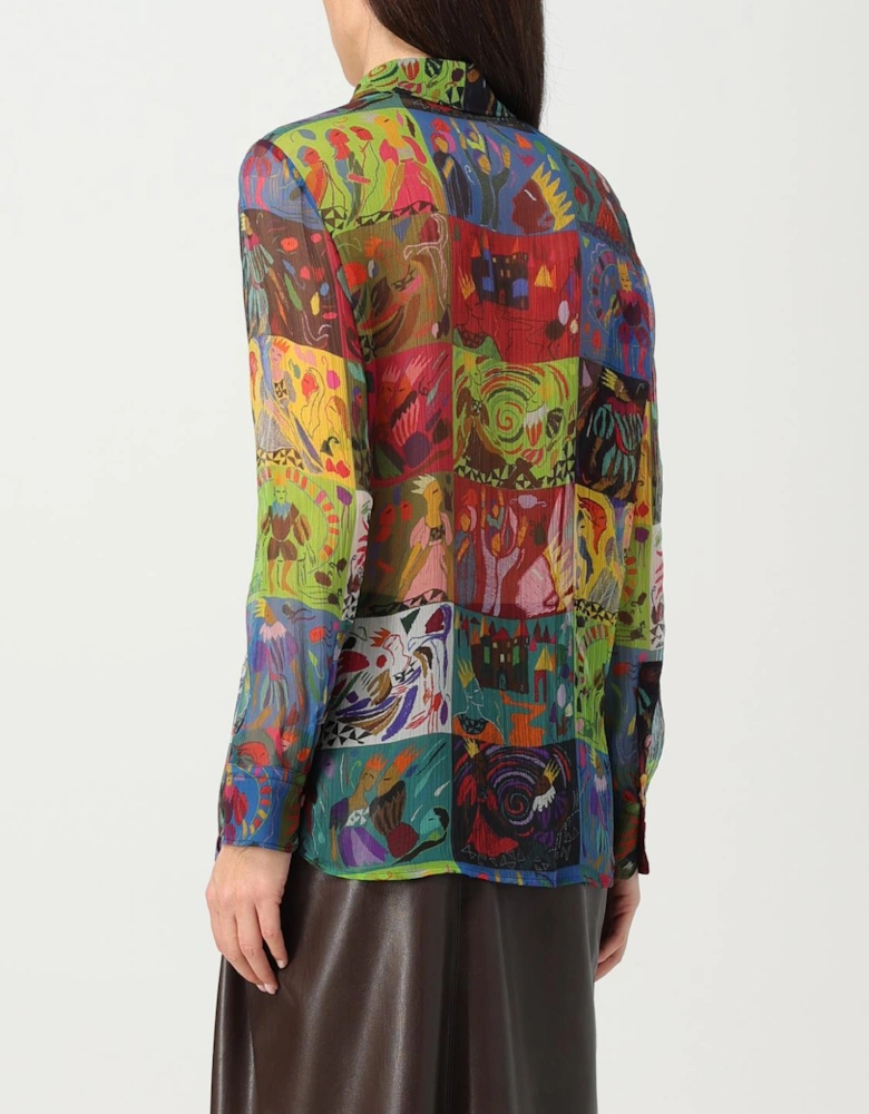 Printed Silk Patchwork Blouse