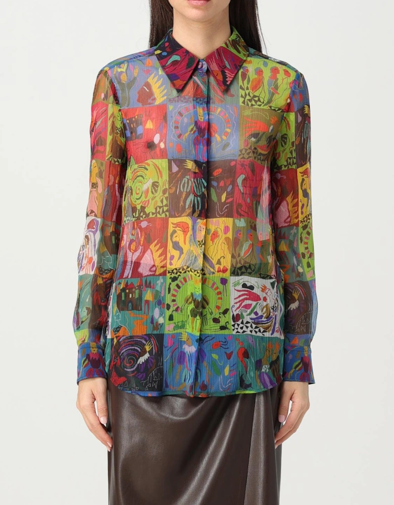 Printed Silk Patchwork Blouse