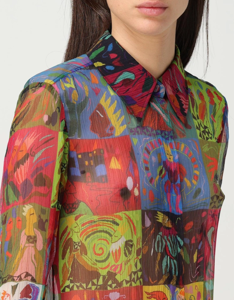 Printed Silk Patchwork Blouse