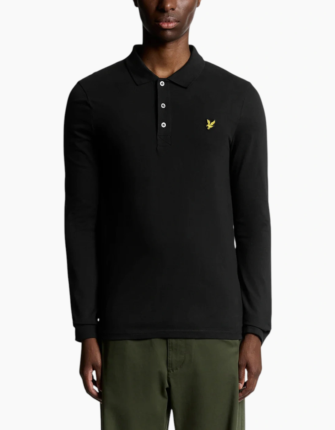 Lyle & Scott Men's Lyle and Scott Mens Polo Shirt LP400VOG Long Sleeve Summer Casual Cotton Tee - Black