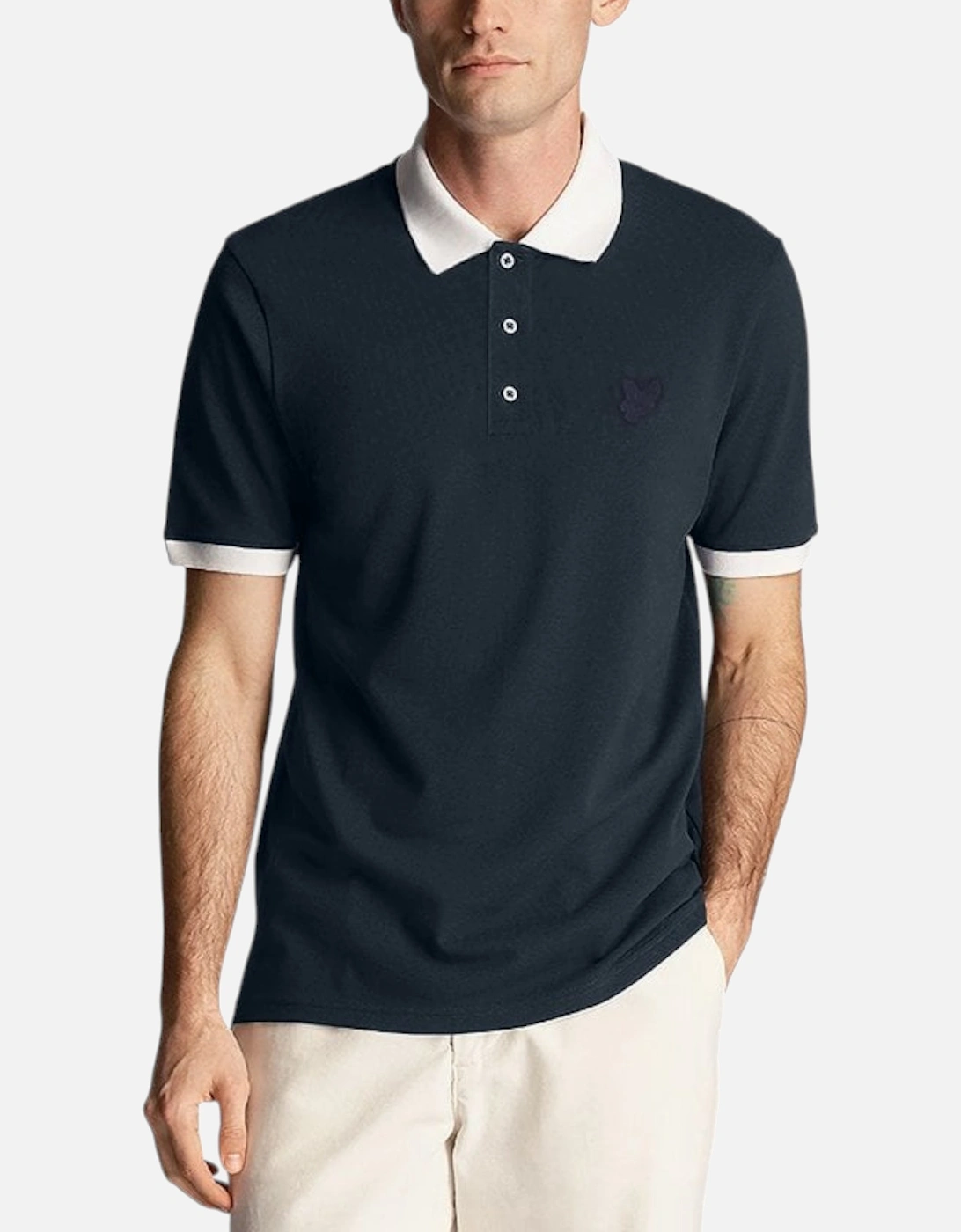 Lyle & Scott Men's Lyle and Scott Mens Polo Shirt SP2256 Short Sleeve Superfine Contrast Cotton Tee - Navy