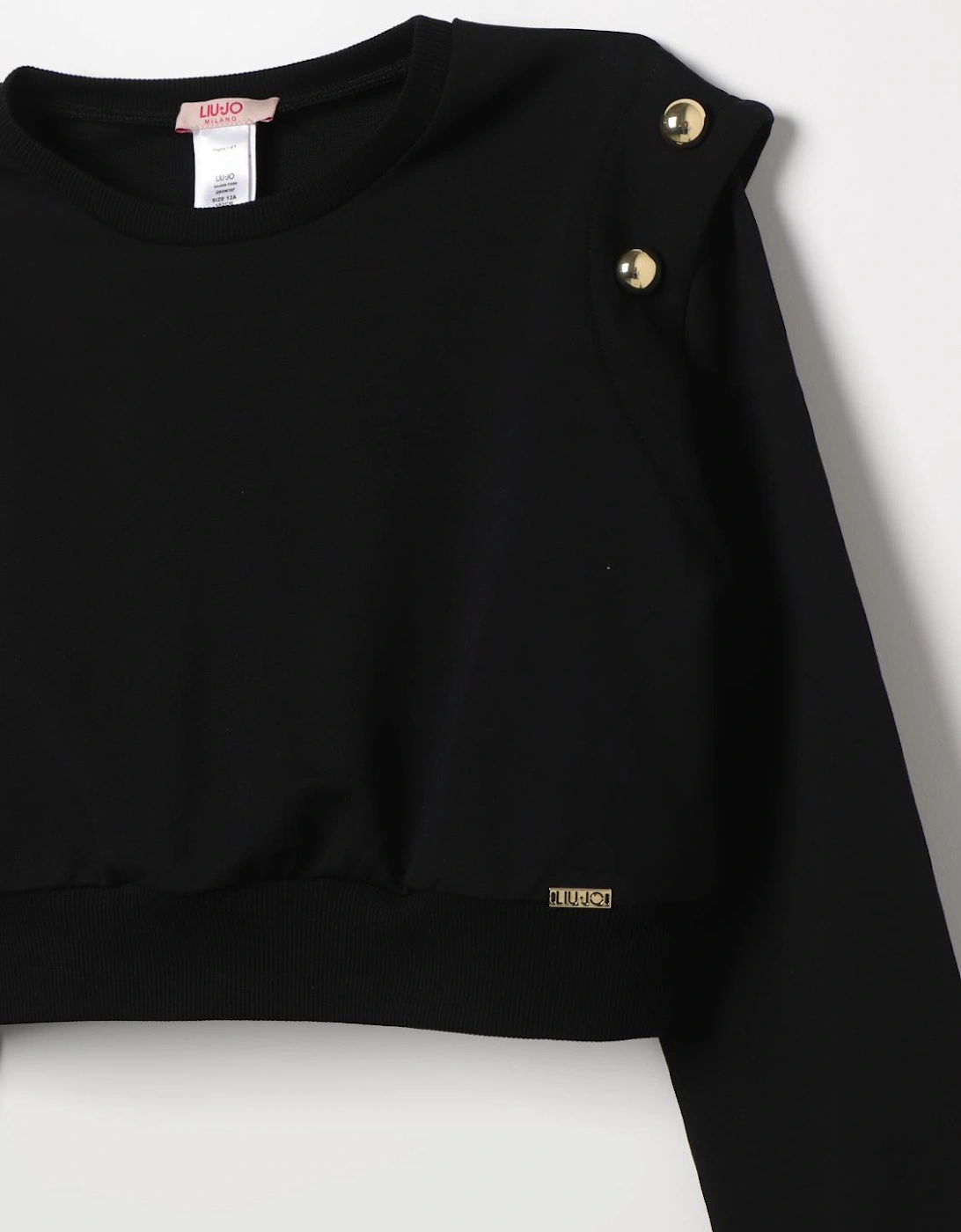 Cropped Knit Sweater Gold Buttons