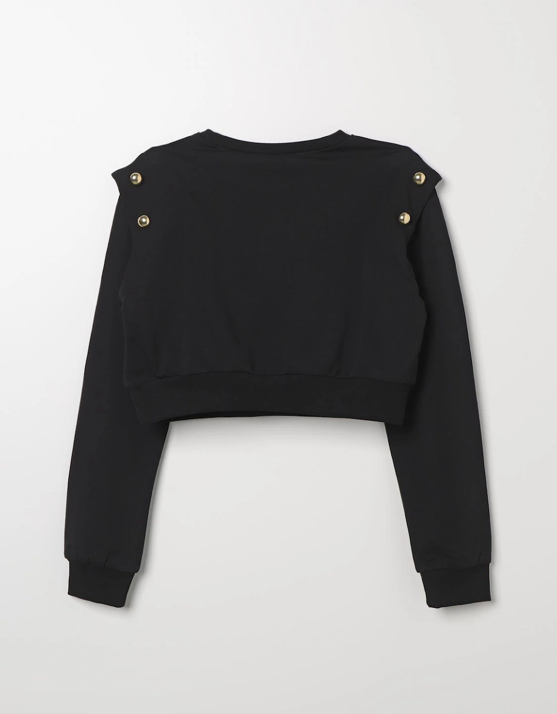 Cropped Knit Sweater Gold Buttons