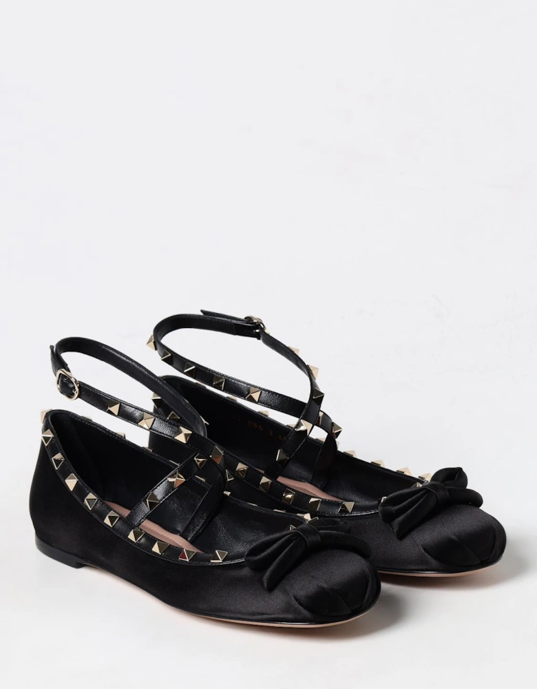 Rockstud Ballerina Ankle Strap Flat