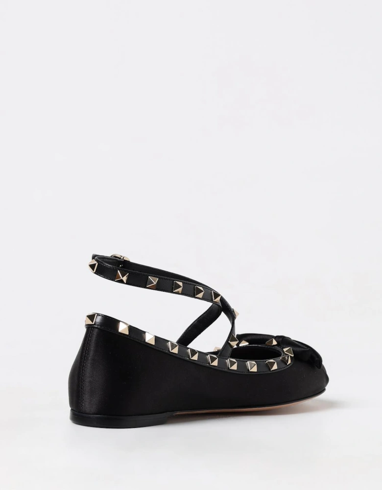 Rockstud Ballerina Ankle Strap Flat