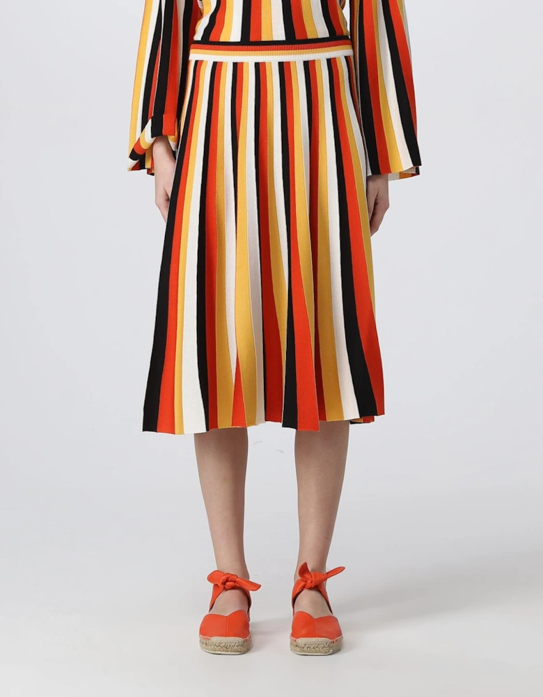 Pleated Knit Midi Skirt