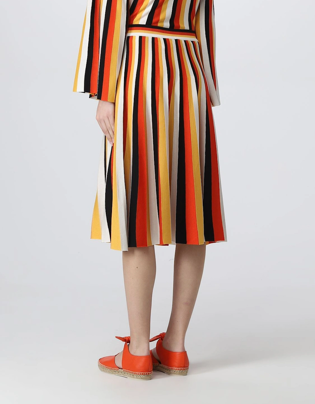 Pleated Knit Midi Skirt
