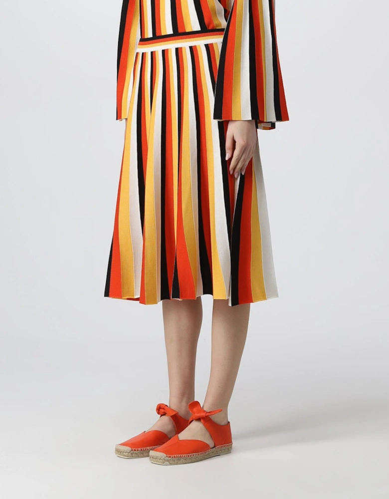 Pleated Knit Midi Skirt