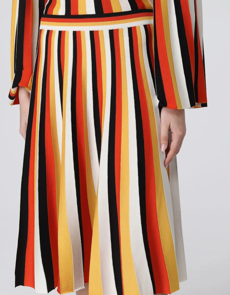 Pleated Knit Midi Skirt
