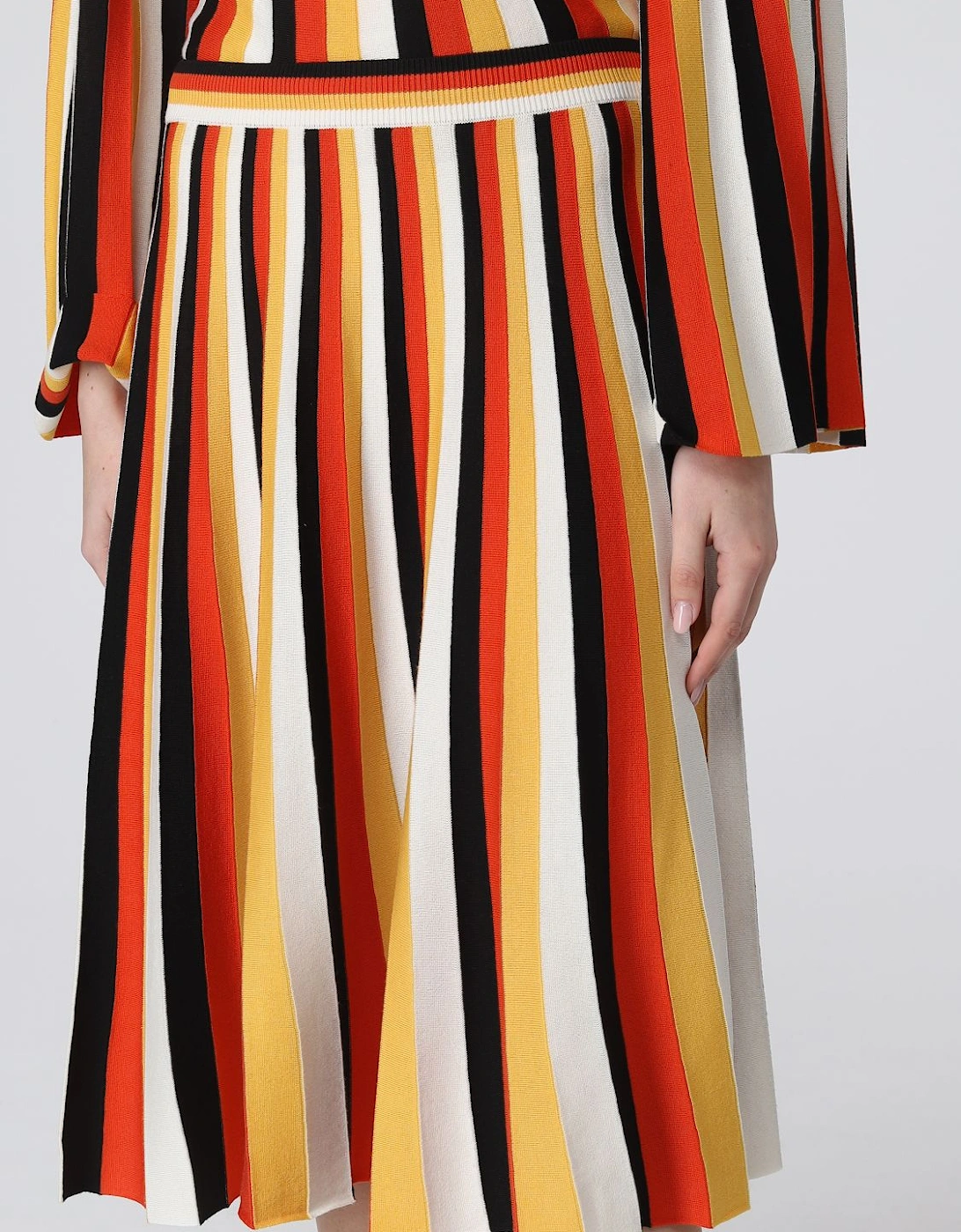 Pleated Knit Midi Skirt