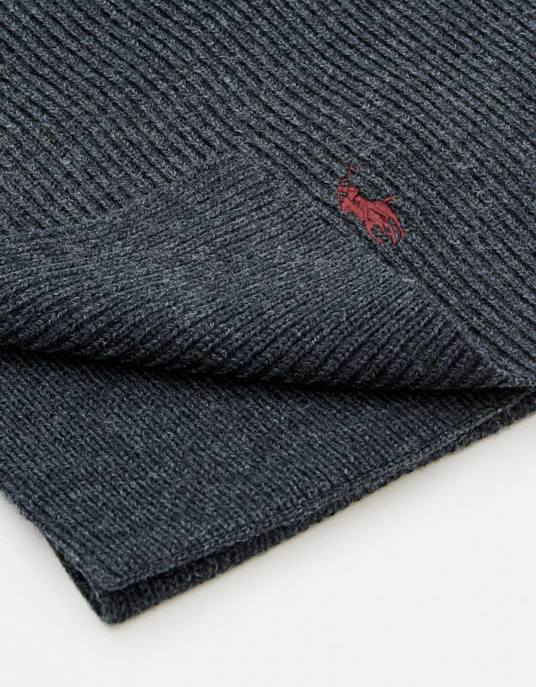 Ribbed Knit Merino Wool Scarf