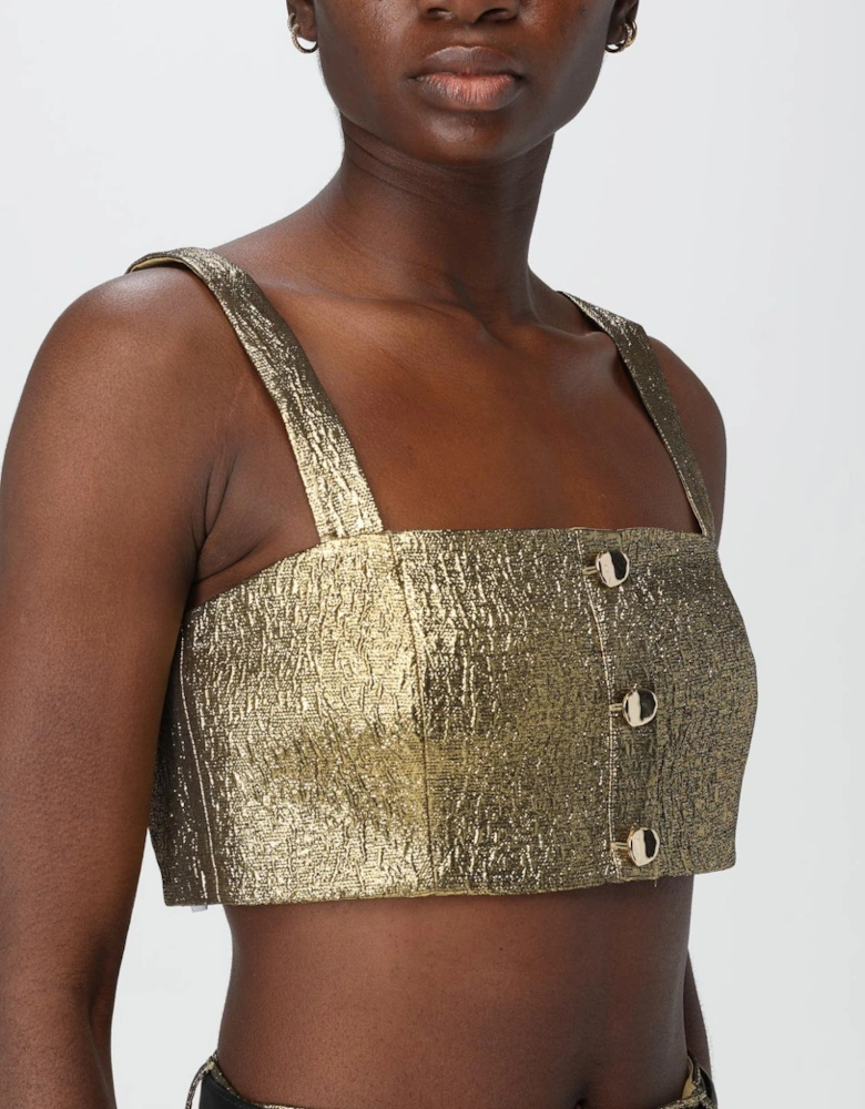 Metallic Crop Top Sleeveless