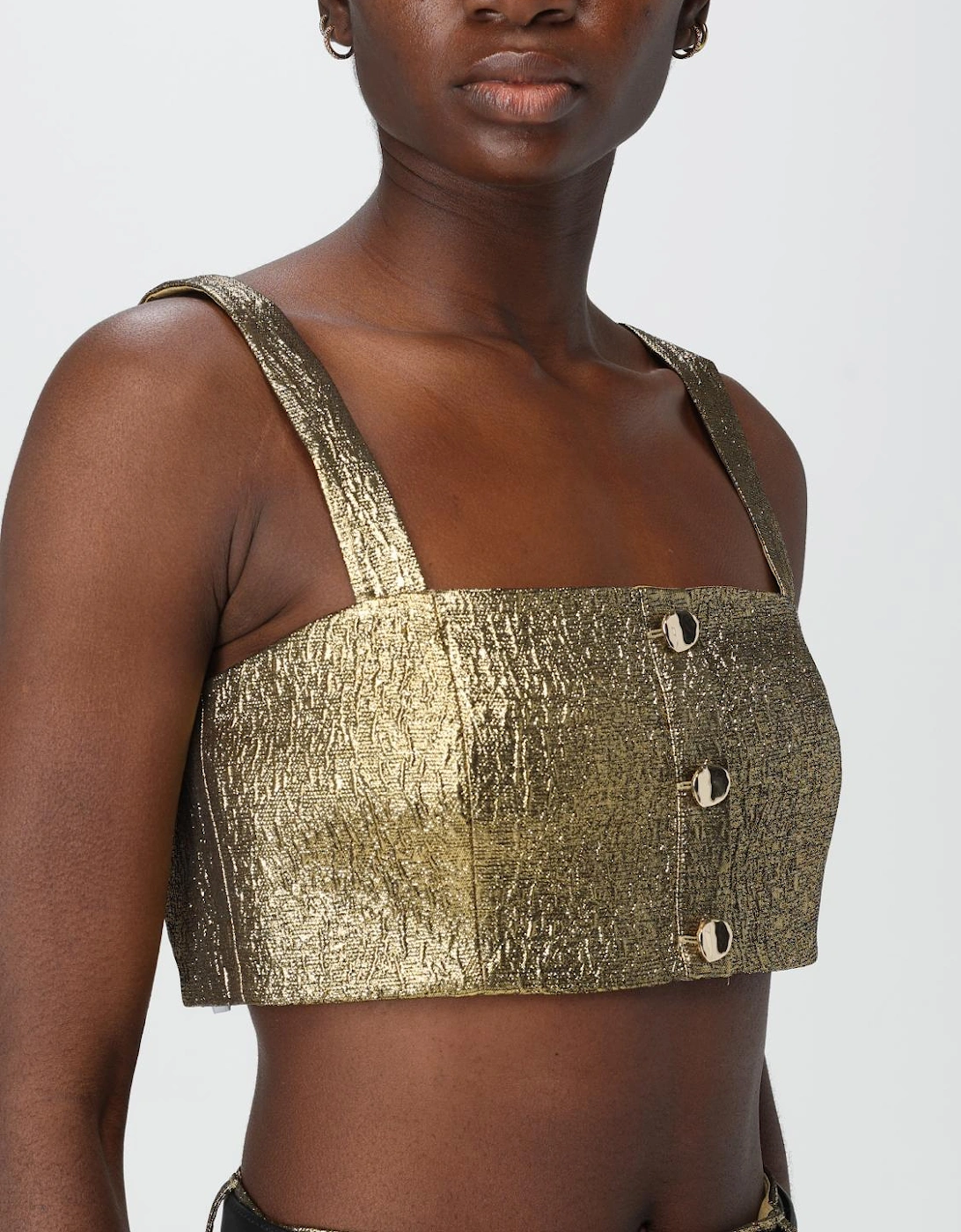 Metallic Crop Top Sleeveless