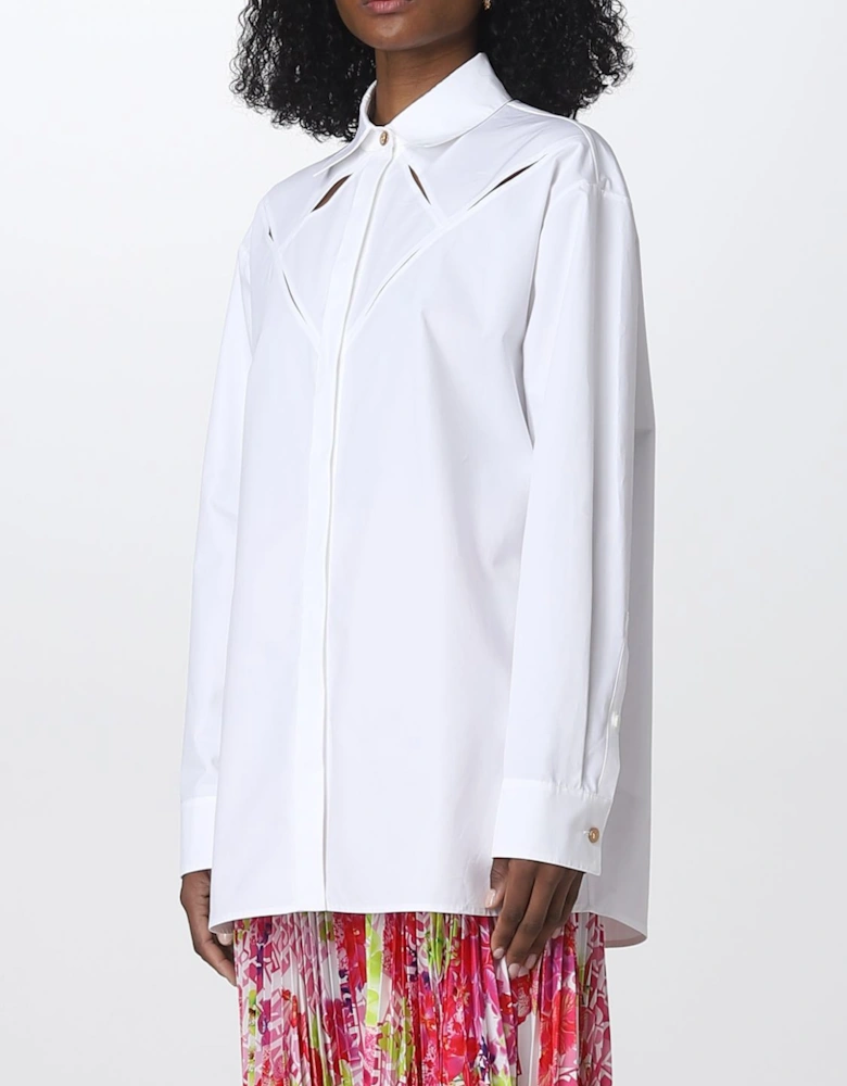 Cutout Detail Oversized Poplin Shirt