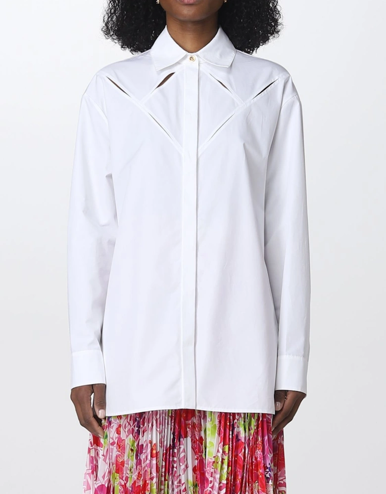 Cutout Detail Oversized Poplin Shirt