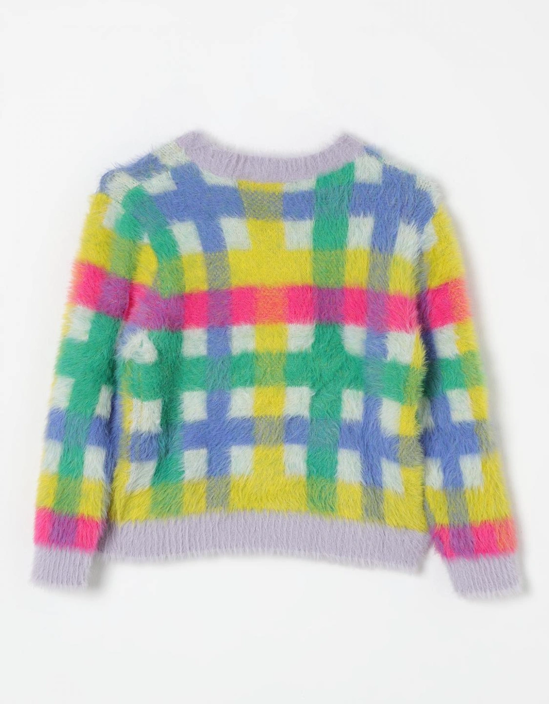 Kids Fluffy Knit Check Sweater