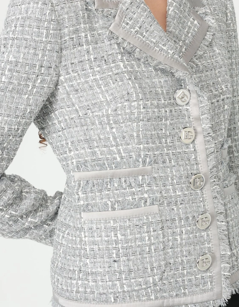Tweed Jacket with Frayed Edges
